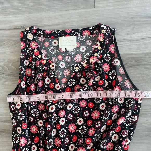 Kate Spade S Black Floral Sleeveless Studded Dress - Picture 4 of 8